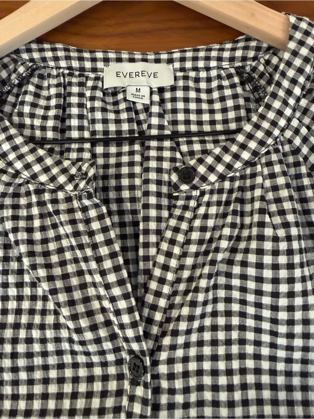 Evereve Black and White Gingham Button-Down Top - Picture 8 of 8